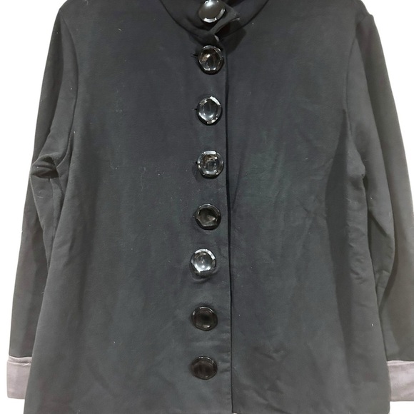 Neon Buddha XL Button Down Jacket Black & Gray Color Block Knit Long Artsy Boho - Picture 4 of 9